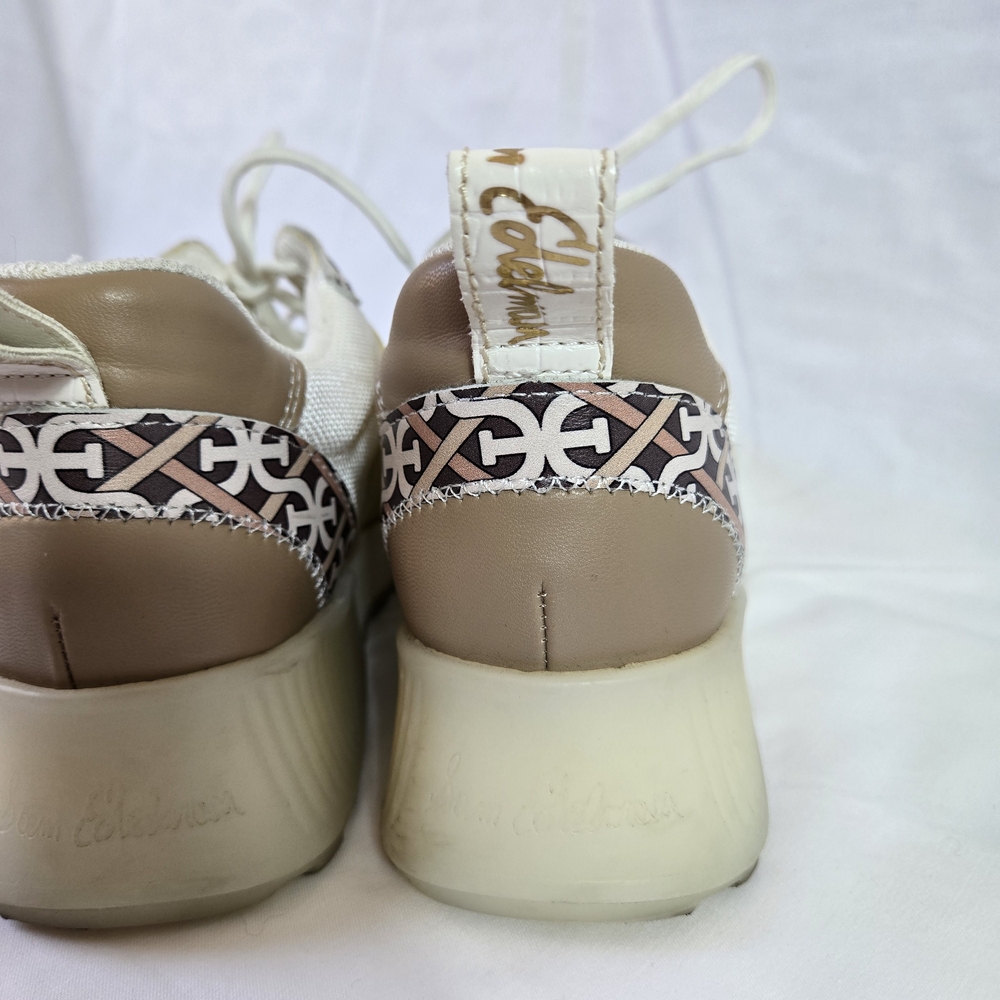 Sam Edelman Women's Darsie White Tan Logo Print Mesh Platform Fashion Sneaker 6M - Picture 5 of 10